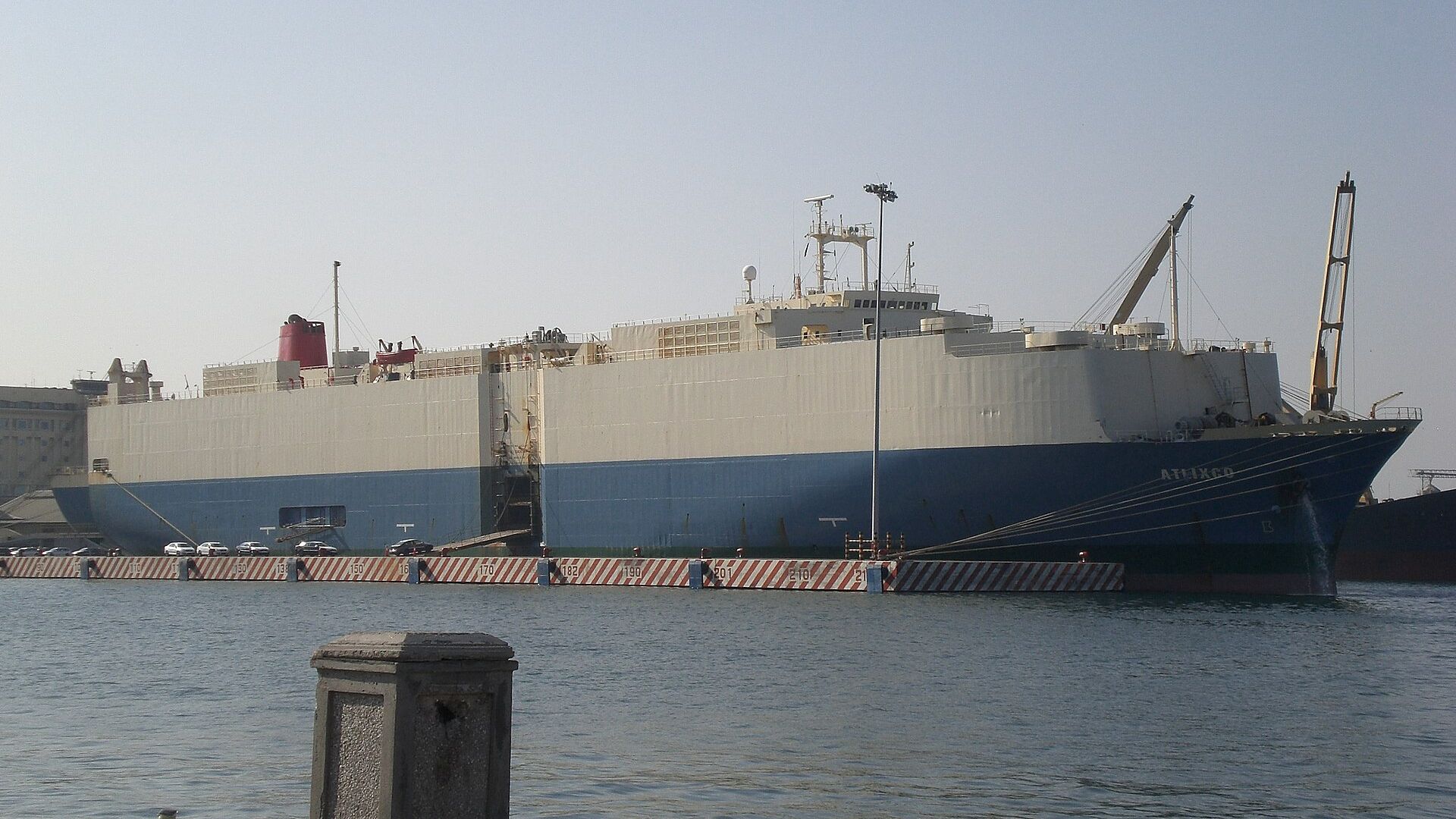 Vehicle carrier ship loading at port